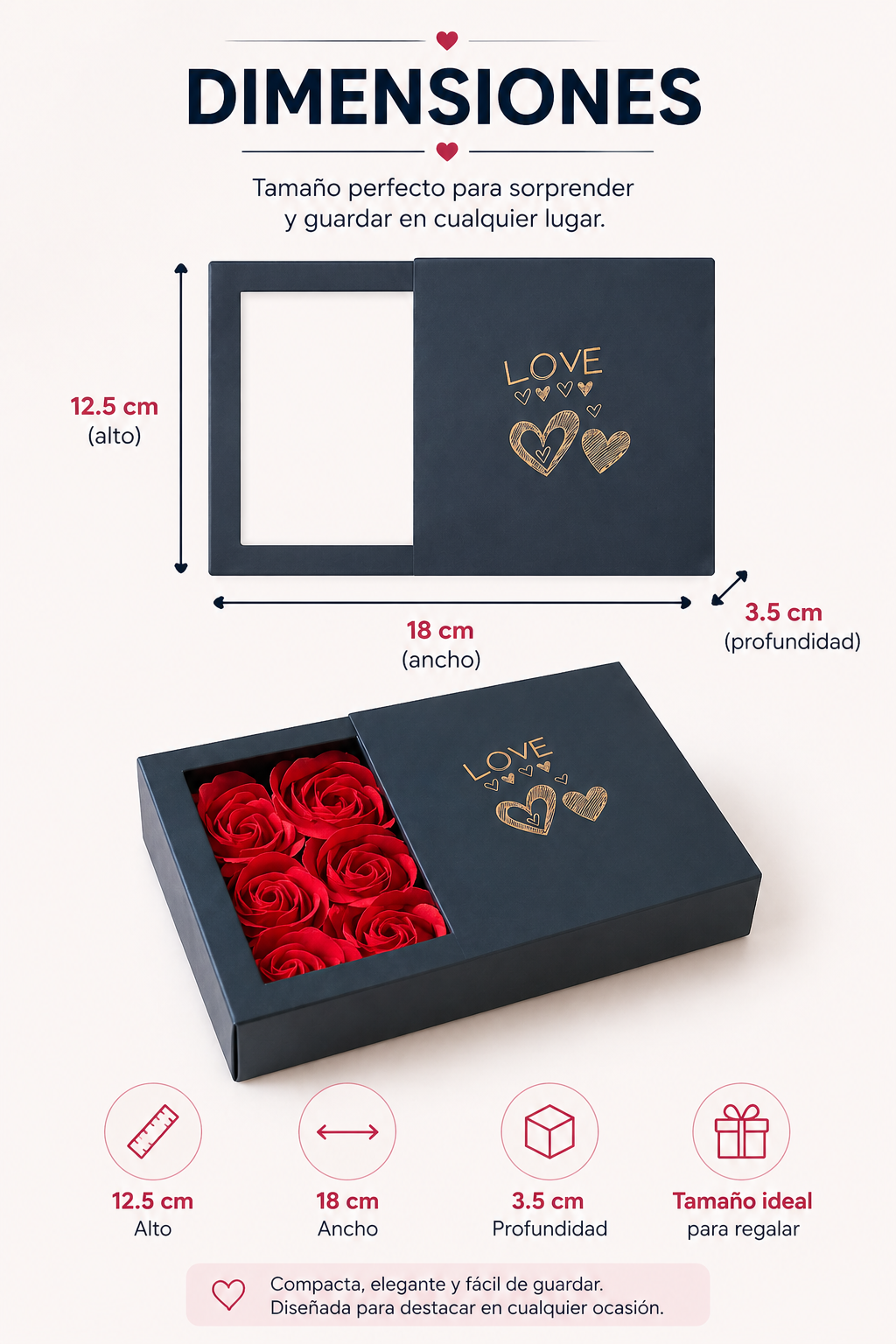 Caja de Rosas con Collar Sorpresa para Mamá