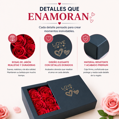 Caja de Rosas con Collar Sorpresa para Mamá