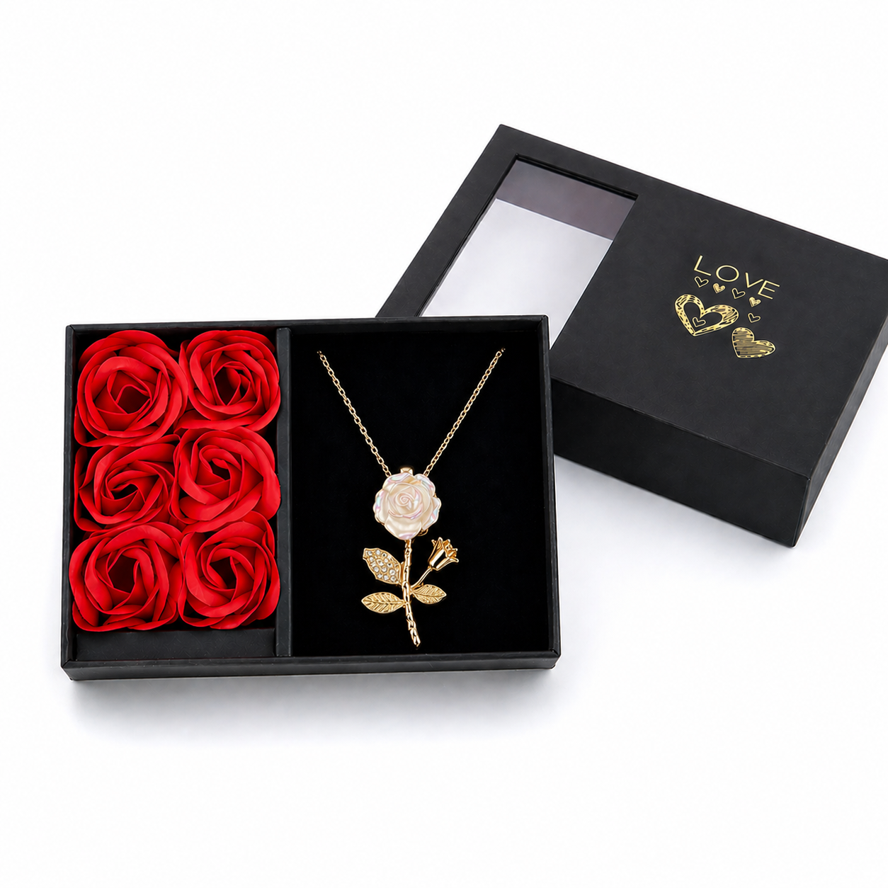 Caja de Rosas con Collar Sorpresa para Mamá